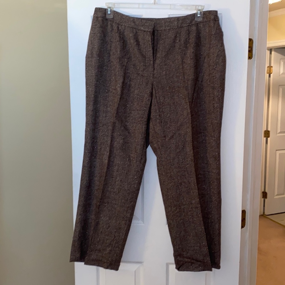 Jones New York Plus Size 22W Brown with Gold Thread Wool Pants